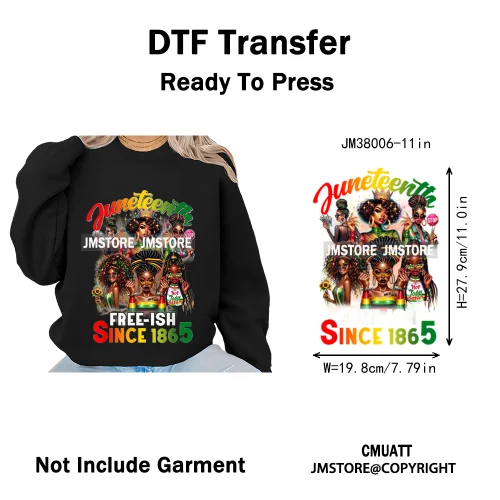 Juneteenth Vibes Black History They Not Like Us Black Queen Washable Iron on DTF Transfers Stickers Ready to Press for Clothing