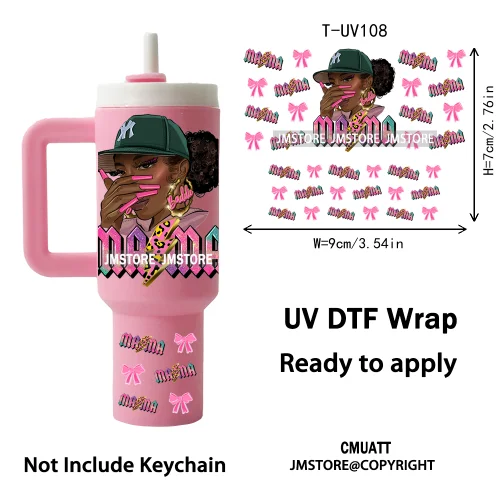 Black Mom Queen Afro African Custom UV DTF Stickers Print Tumbler Wraps Ready to Transfer Waterproof For Mini Tumbler Keychain