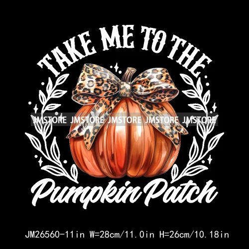 Fall Floral Coquette Bow Religious Jesus Autumn Girly Take Me To Pumpkin Patch DTF Iron On Transfers Stickers For T-shirt Bags