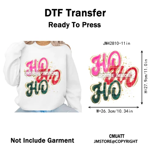 Funny Christmas Tree Coquette Holly Jolly Merry and Bright Festive Lover Iron on DTF Transfer Sticker Ready to Press for Hoodies
