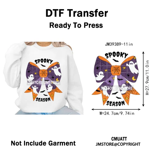 Sweet Spooky Ghost Boo Coquette Pumpkins Halloween Skeleton Iron on DTF Washable Transfers Stickers Ready to Press for T-shirts