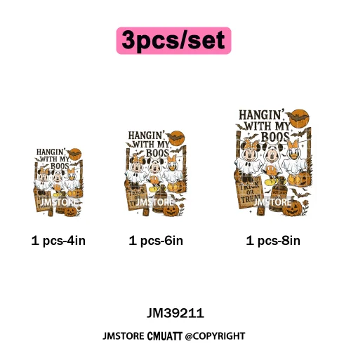 Cartoon Scary Monster Halloween Friends Season Printing Iron on DTF Washable Heat Transfers Stickers Ready to Press for Textile