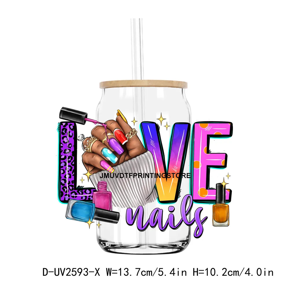 Black Woman Self Love Nails UV DTF Transfers Stickers Decals For Libbey Cold Cups Mugs Tumbler Waterproof DIY Craft