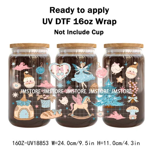 Coquette Bow Christmas Cozy Winter UV DTF Stickers Ready To Apply Cup Wrap Durable Custom Prints DIY Craft For Libbey Can Glass