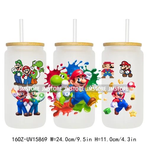 Retro Game Super Hero Princess UV DTF Cup Wraps Ready To Apply Waterproof Transfer Stickers For 16OZ Libbey Glass Can Tumbler
