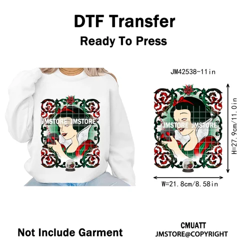 Cartoon Christmas Club Snow Winter Vibes Holly Jolly Santa Iron on DTF Washable Transfers Stickers Ready to Press for Clothing