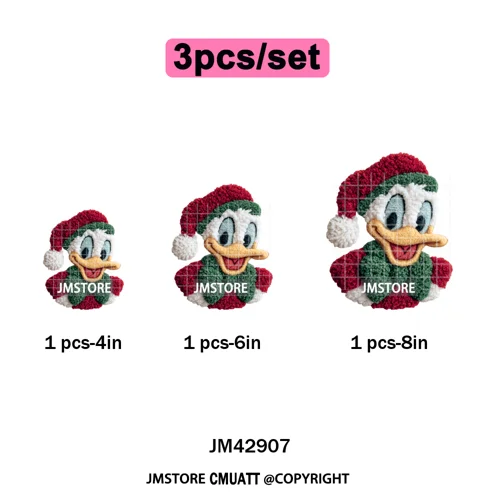 Scarf Christmas Cartoon Movie Mouse Friends Faux Yarn Embroidery Iron on DTF Transfers Stickers Ready to Press for Sweatshirts