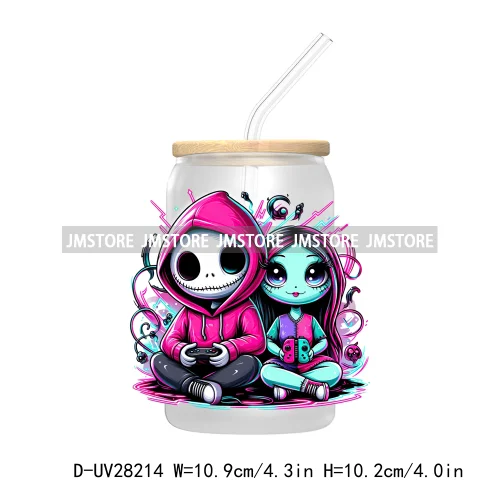 Cartoon Princess Couple Halloween Double Trouble UV DTF Transfer Stickers Decals For Libbey Cold Cup Mug Tumbler Waterproof Logo