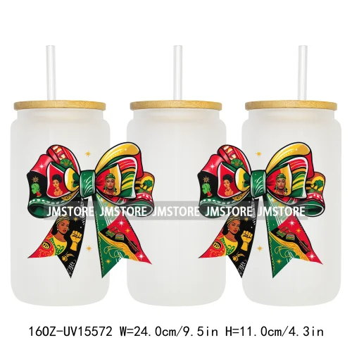 1865 Juneteenth Black History Month UV DTF Cup Wraps Ready To Apply CustomTransfer Stickers For 16OZ Libbey Glass Can Tumbler