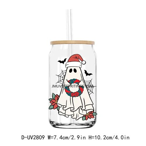 Ghost Dead Inside But It’s Christmas Boojee UV DTF Transfers Stickers Decals For Libbey Cold Cups Mugs Tumbler Waterproof DIY