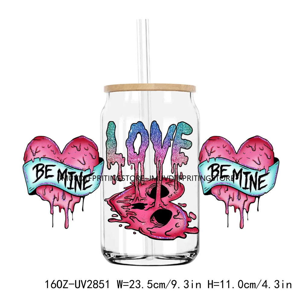 Camping Is My Valentine UV DTF Sticker For 16OZ Libbey Glass Cup Can Wrap Transfer Sticker Custom DIY Logo Love Camp Coffee