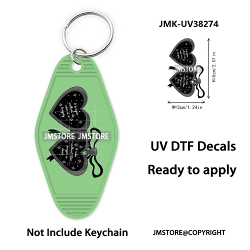 Bookish Journal Coquette Bow Flowers Heart UV DTF Motel Keychain Decal Ready To Ship Transfer Stickers Prints For Hotel Keychain