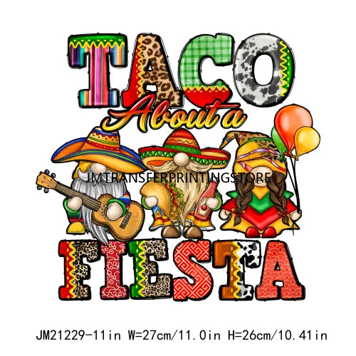 Colorful Mexican Pinata Latina Cinco De Mayo Festival Logos Iron On Fiesta Tacos Tequila DTF Transfer Stickers For Clothing