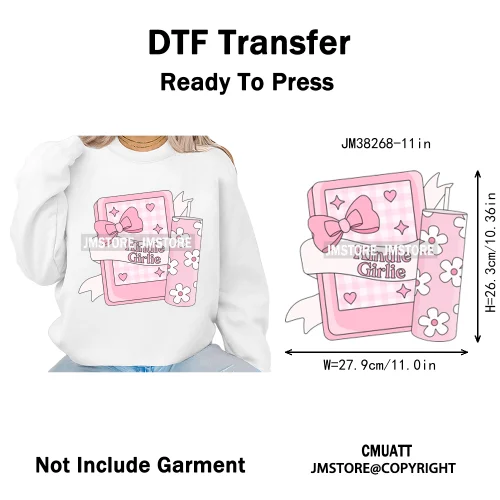 Funny Bookish Things Kindle Girlie TBR Read Books Lover Positive Quotes Iron on DTF Transfer Stickers Ready to Press for Textile