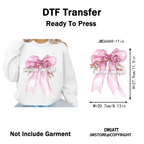 Floral Love Season Coquette Bow Wedding Party Vibes Decals Iron on DTF Washable Transfers Stickers Ready to Press for Dresses