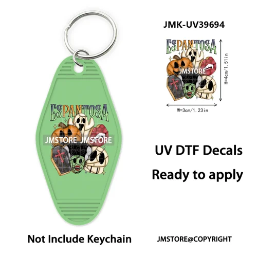 Mexican Conchas Ghost Spooky Halloween UV DTF Motel Keychain Wraps Ready To Apply Waterproof High Quality Hotel Keychain Decals
