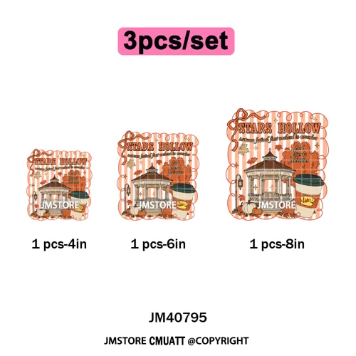 Autumn Festival Fall Season Stars Movie Girls Town Book Lover Iron on Washable DTF Transfers Stickers Ready to Press for Hoodies