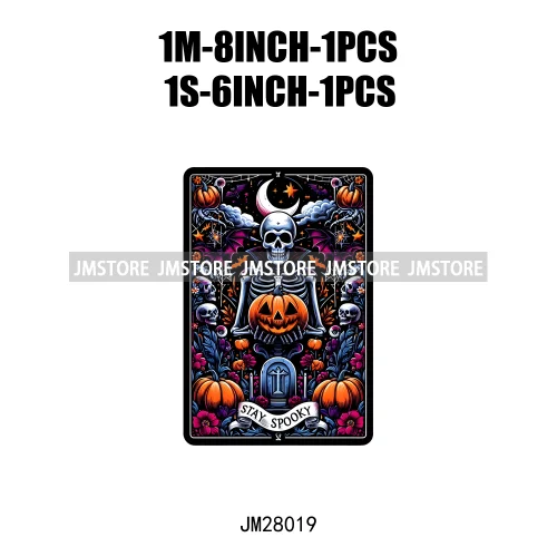 Custom Spooky Season Ghost Cycopath Skull Halloween Tarot Card DTF Iron On Heat Press Transfer Stickers Printing For Hoodies