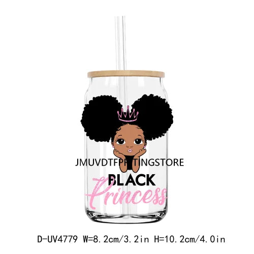 God Says I Am Black Queen Princess UV DTF Transfer Sticker Decal For Libbey Cold Cups Mugs Tumbler Waterproof DIY Logo Afro Girl