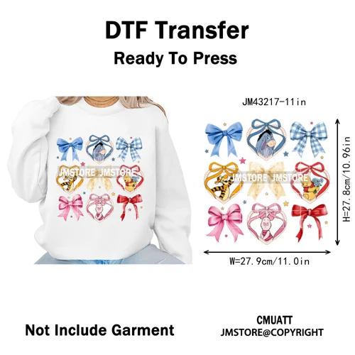 Trendy Girls Mirror Coquette Cartoon Friends Character Trip Holiday Iron on DTF Transfer Stickers Ready to Press for Sweatshirts