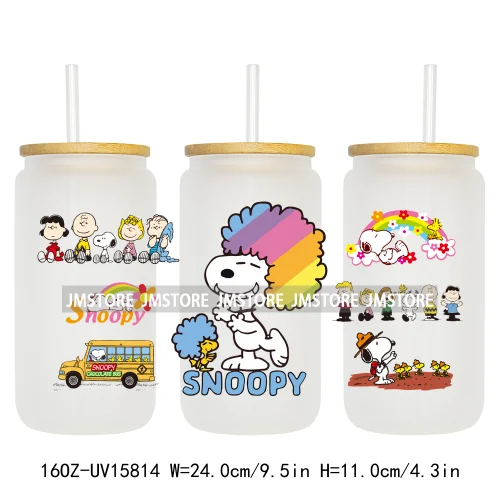 Cartoon Dogs Back To School UV DTF Wraps Transfer Sticker Selfadhesive Waterproof High Quality For 16OZ Libbey Glass Can Tumbler