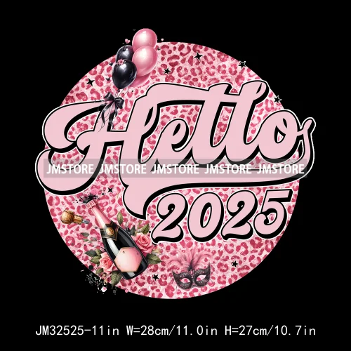 Pink Cheer New Year Eve 2025 Disco Ball Coquette Bow Christmas Party Iron On DTF Transfer ticker Ready To Press For Sweatshirt