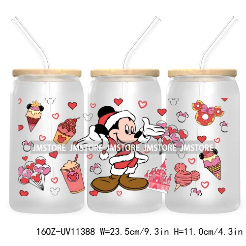 Christmas Cartoon Friends Holiday Season 16OZ UV Cup Wrap DTF Transfer Stickers For Libbey Glass Can Cup Tumbler Waterproof Logo