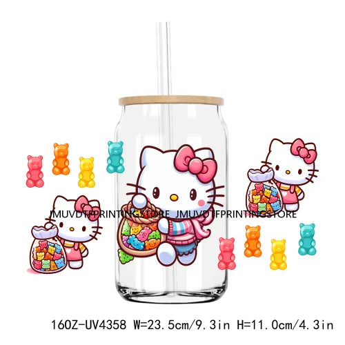 New Mexican Snacks Cartoon Cat Fiesta UV DTF Sticker For 16OZ Libbey Glass Cup Can Wrap Transfer Sticker Custom Labels DIY Logo