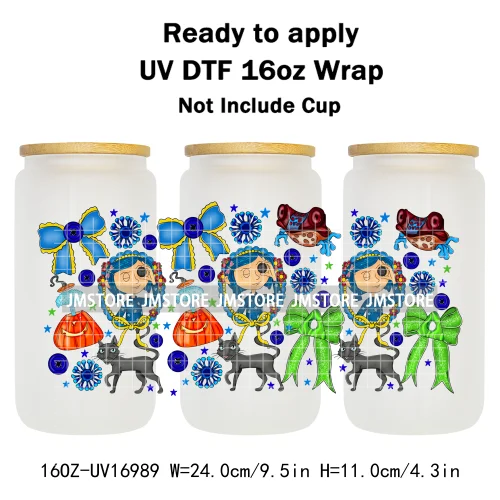Coquette Bow Movie Eyes Buttons 16OZ UV DTF Cup Wraps Ready To Apply Waterproof Transfer Stickers For Libbey Glass Can Tumbler