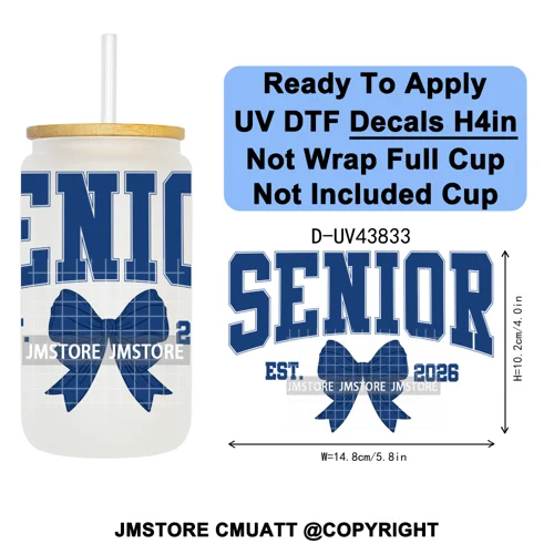 Graduation Crew 2026 Senior UV DTF Transfer Stickers Decals Ready To Apply Good Quality Prints For Libbey Cold Cup Mug Bottle