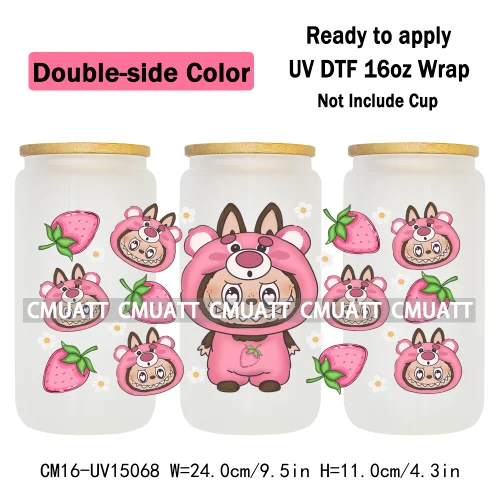 Double Sided Color UV DTF Cup Wraps 16OZ Wholesale Custom Bulk Waterproof Cartoon Cute Monster Transfer Designs For Mug Glass