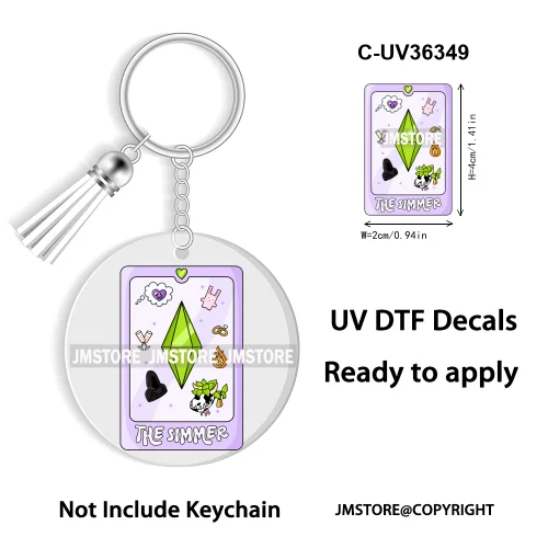 Trendy Bookish Inspirational Quotes UV DTF Decal Round Keychain Ready To Apply WaterProof Transfer Stickers For Circle Keychain