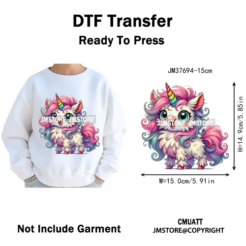 15cm 5.9in Kid Cute Silly Baby Pet Animal Iron On DTF Heat Transfer Sticker For Clothes Vinyl Thermal Washable T-Shirts Decals