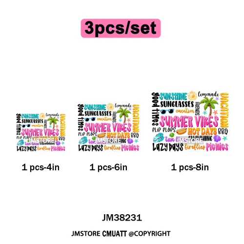 Tropical Summer Tequila Cocktail Drink Sunsets Salty Beach Vibes Logo Iron on DTF Transfers Stickers Ready to Press for Clothing