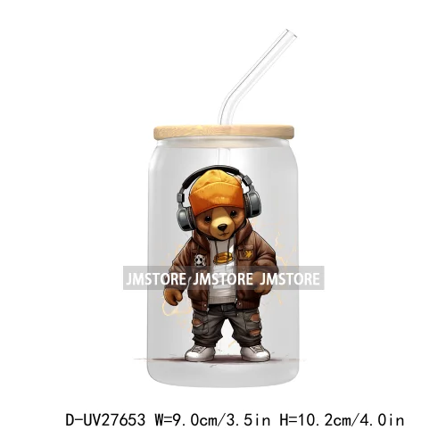 Hip Hop Urban Graffiti Teddy Bear UV DTF Transfer Stickers Decals For Libbey Cold Cups Mugs Tumbler Waterproof Trendy Bears Doll