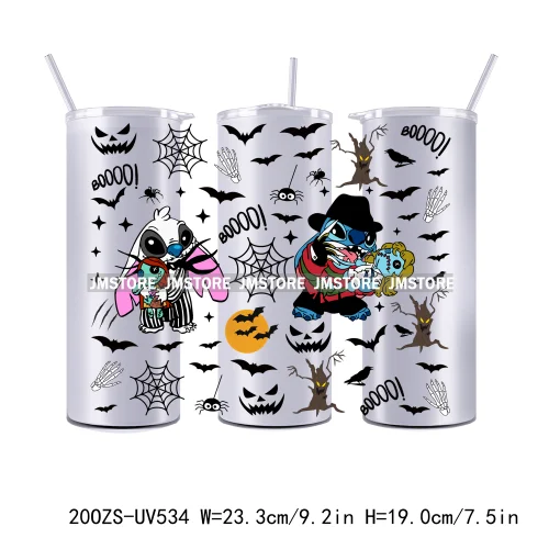 Couple Horror Character Cartoon 20OZ Straight Skinny Tumbler Wrap UV DTF Cup Wraps Custom Label Transfer Sticker Waterproof Logo