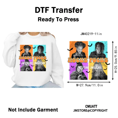 Horror Halloween Movie Witches Social Club Thug Life Coquette Iron on DTF Washable Transfers Stickers Ready to Press for Textile