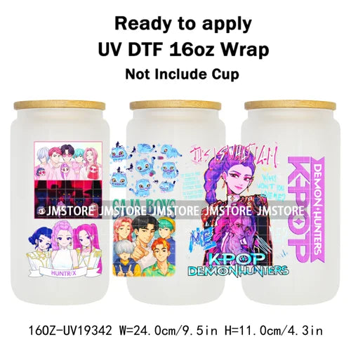 Demon Hunter Merch Derpy Tiger 16OZ UV DTF Cup Wraps Ready To Apply Waterproof Transfer Stickers For Libbey Glass Can Kpop Girls
