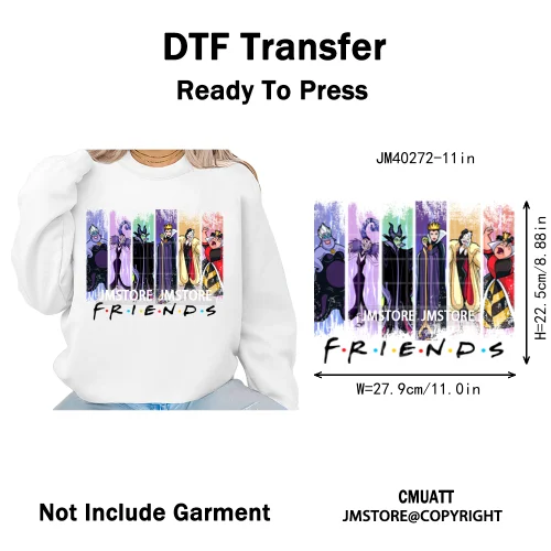 Waiting For Halloween Coquette Bad Girls Friends Wicty Logos Iron on DTF Washable Transfers Stickers Ready to Press for Clothing