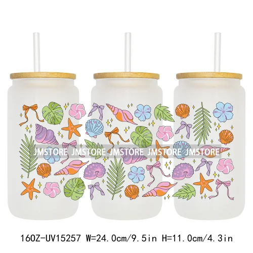 Summer Season Salty Beach UV DTF Stickers Ready to Transfer Cup Wrap Custom Labels DIY Craft For Libbey Can Glass Tumblers Mugs