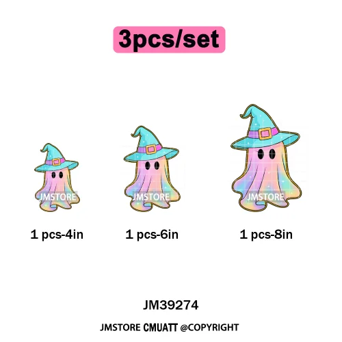 Funny Cute Ghost Preppy Spooky Season Sarcastic Halloween Iron on DTF Washable Transfers Stickers Ready to Press for T-shirts