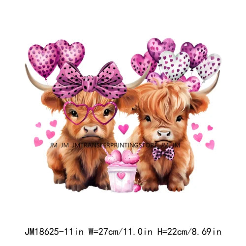 Western Highland Cow Valentine Decals Dead Inside But It's Valentine's Funny Skeleton XOXO Love DTF Transfer Stickers For Shirts