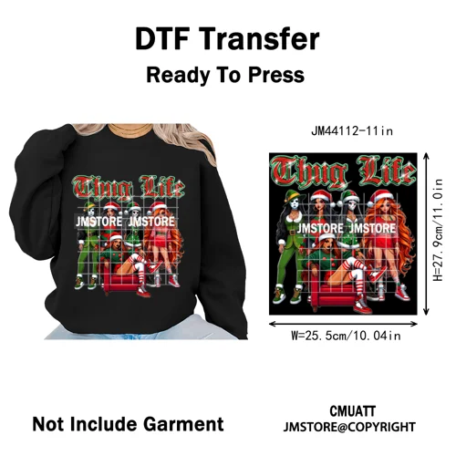 Thug Life Cartoon Movie Xmas Friends Christmas Thief Iron on Washable DTF Transfers Stickers Ready to Press for T-shirts Bags