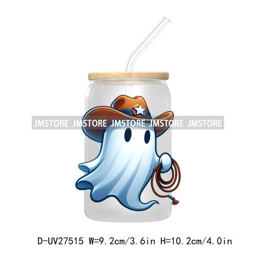 Cute Ghost Stay Spooky Halloween Pumpkin UV DTF Transfer Stickers Decals For Libbey Cold Cups Mugs Tumbler Waterproof Craft Boo