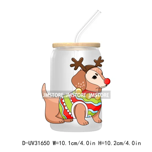 Funny Pet Christmas Holiday Dog Lover Cat Mom UV DTF Transfer Stickers Decals For Libbey Cold Cups Mugs Tumbler Waterproof Santa