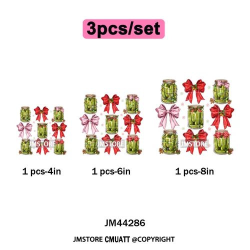 Merry Pickles Christmas Xmas Cucumber Holiday Santa Iron on Washable DTF Heat Transfer Stickers Ready to Press for T-shirts Bags