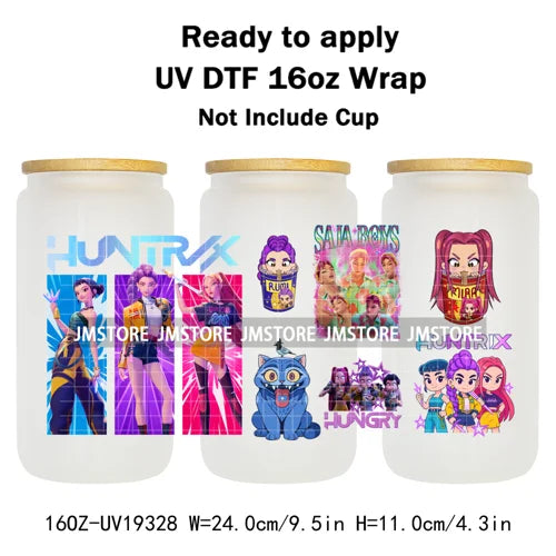 Demon Hunter Merch Derpy Tiger 16OZ UV DTF Cup Wraps Ready To Apply Waterproof Transfer Stickers For Libbey Glass Can Kpop Girls