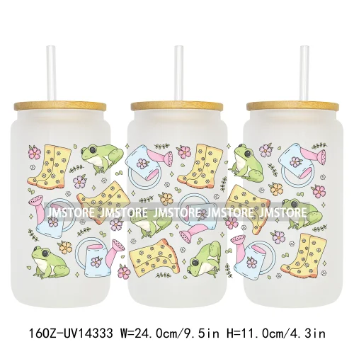 Butterfly Spring Flowers Coquette 16OZ UV DTF Cup Wraps Ready To Apply Waterproof Transfer Stickers For Libbey Glass Can Tumbler