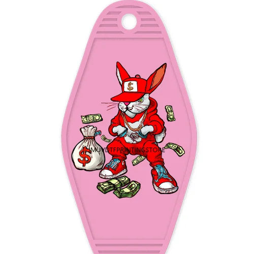 Hustle Hard Dope Bear High Quality WaterProof UV DTF Sticker For Motel Hotel Keychain Cartoon Bunny Animals