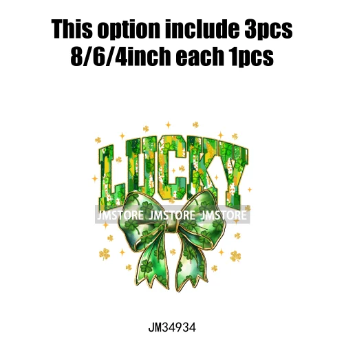 Feeling Lucky Vibes Coquette Shamrock Irish St Patrick's Day Iron On DTF Heat Transfers Stickers Ready To Press For T-shirts Bags